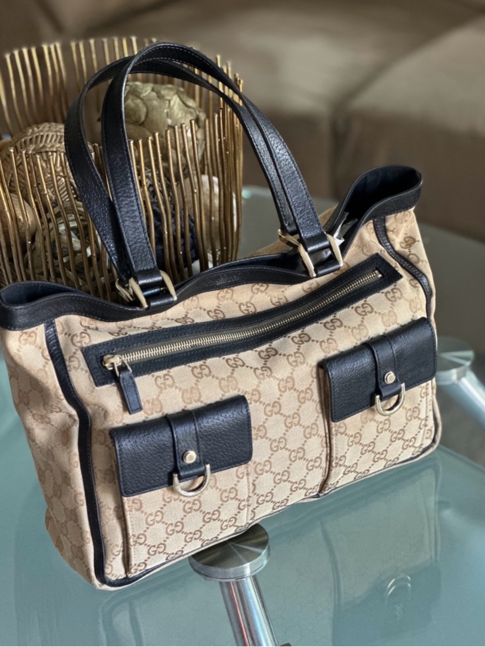 Gucci GG Canvas Abbey Pocket Tote Bag